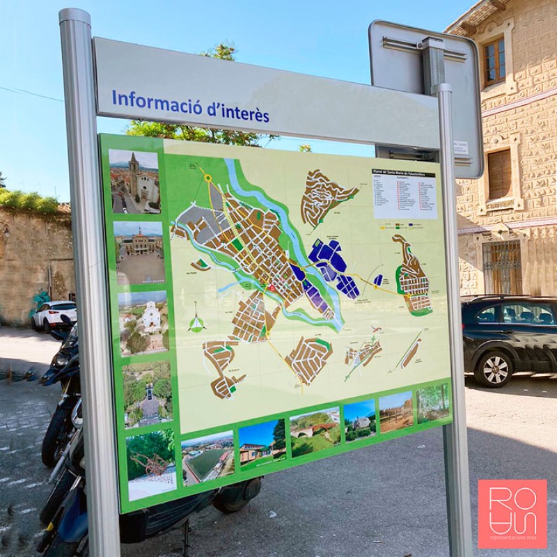 Cartellera d'alumini informativa i turística a dues cares